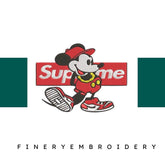 Supreme logo Mickey Mouse - Embroidery Design - FineryEmbroidery